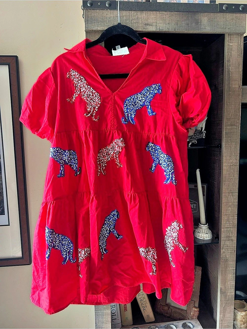 Fantastic Fawn Red Animal Print Dress Like New